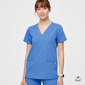 FIGS Capri Blue Casma Three Pocket Scrub Top